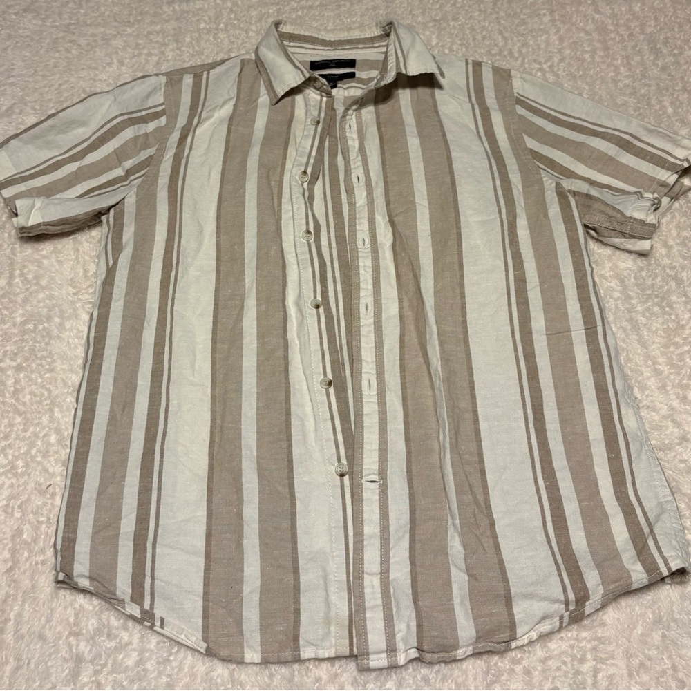 Banana Republic Beige and White Striped Shirt